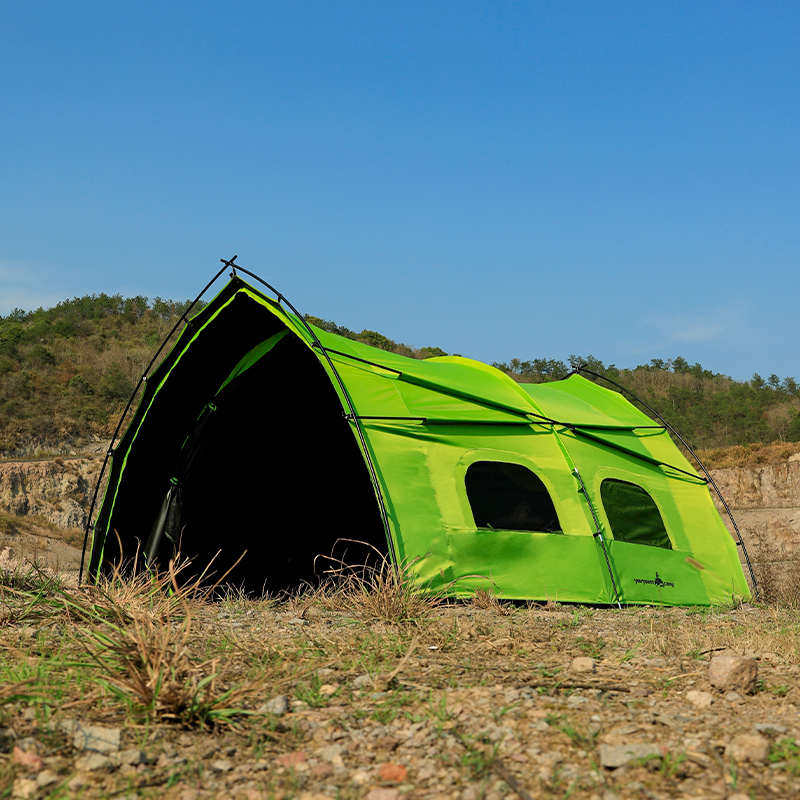 网红露营大帐篷户外沙滩双开门遮阳防水野餐野营速开隧道帐篷批发