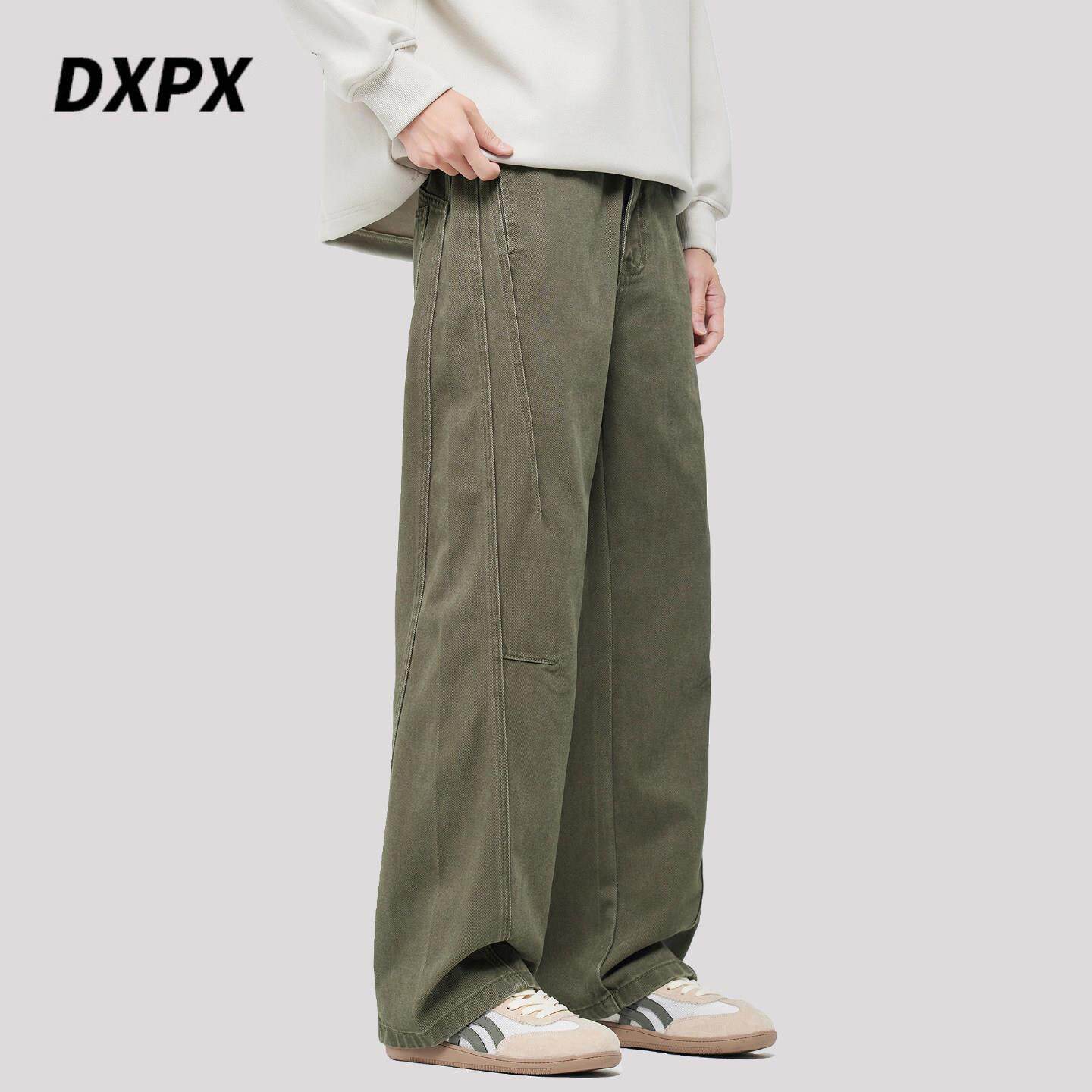 DXPX品牌专柜军绿色纯棉工装裤男宽松直筒2025秋季耐磨百搭休闲裤