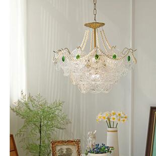 法式 灯具 田园玻璃水晶卧室吊灯客厅餐厅温馨浪漫复古轻奢美式