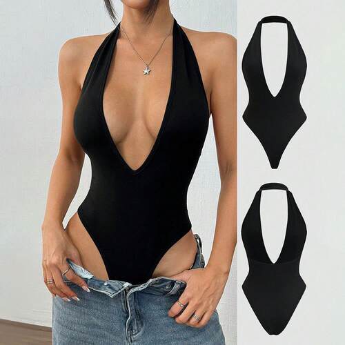 Womens 3-Piece Fashion Comfortable Solid Color V-Neck
