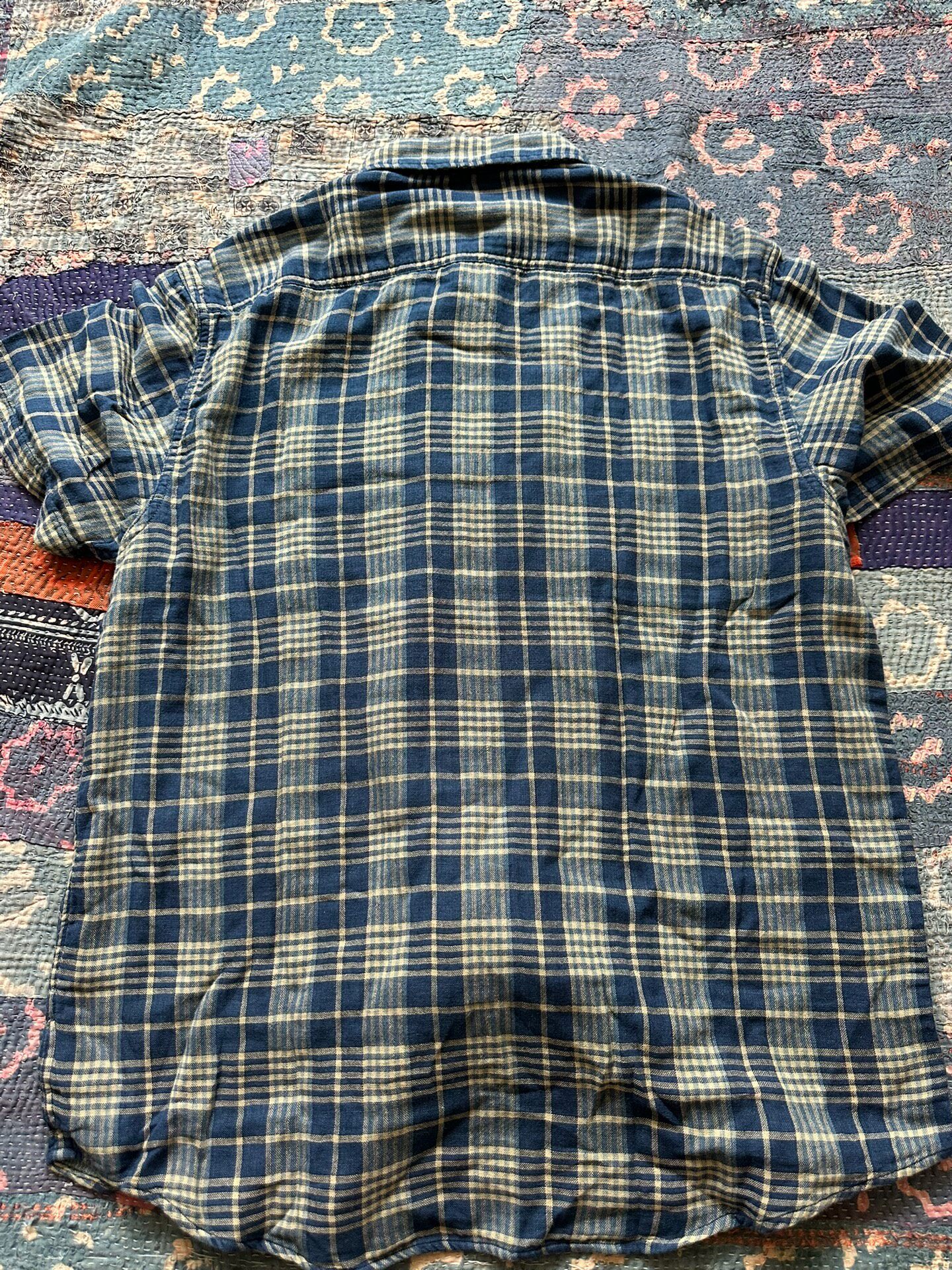 RRL Blue Yellow Check Short-Sleeve Shirt — front