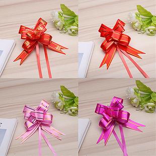 18#装饰拉花彩条金边蝴蝶结手拉花礼品包装婚庆彩带扎花