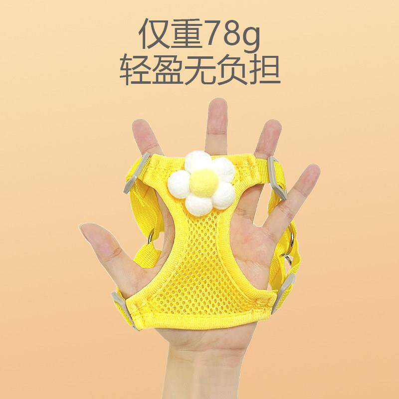 日式网面透气小狗狗牵引绳胸背带防挣脱夏季凉外出遛狗绳链