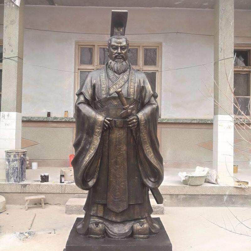 大型玻璃纤维黄帝像雕塑彷铜秦始皇汉武大帝人物广场公园林风景区