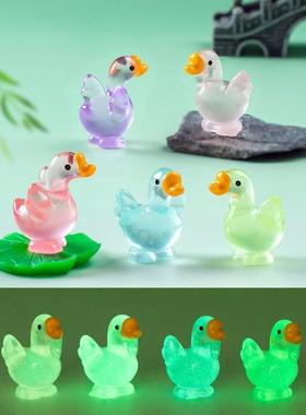 微景观创意夜光可爱小胖鹅公仔diy装饰品天鹅配件迷你桌面小摆件