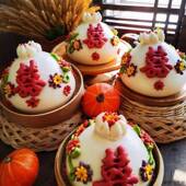 百年好合花饽饽结婚喜馒头山东喜事压盆用花馍石榴出嫁花糕压箱