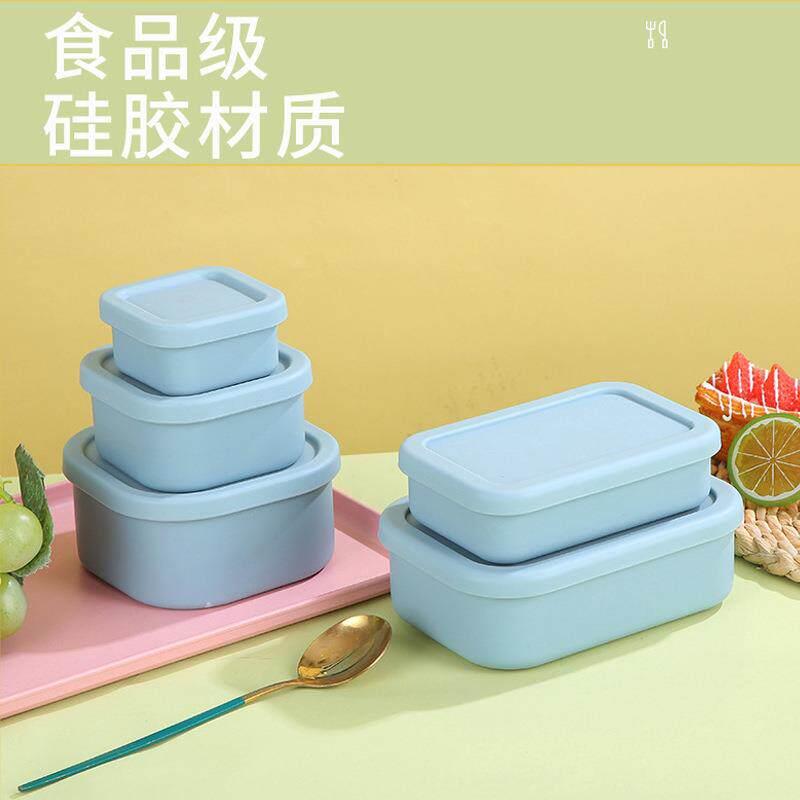 便携式硅胶饭盒大容量便当盒可微波炉加热餐盒食品级圆形餐盒