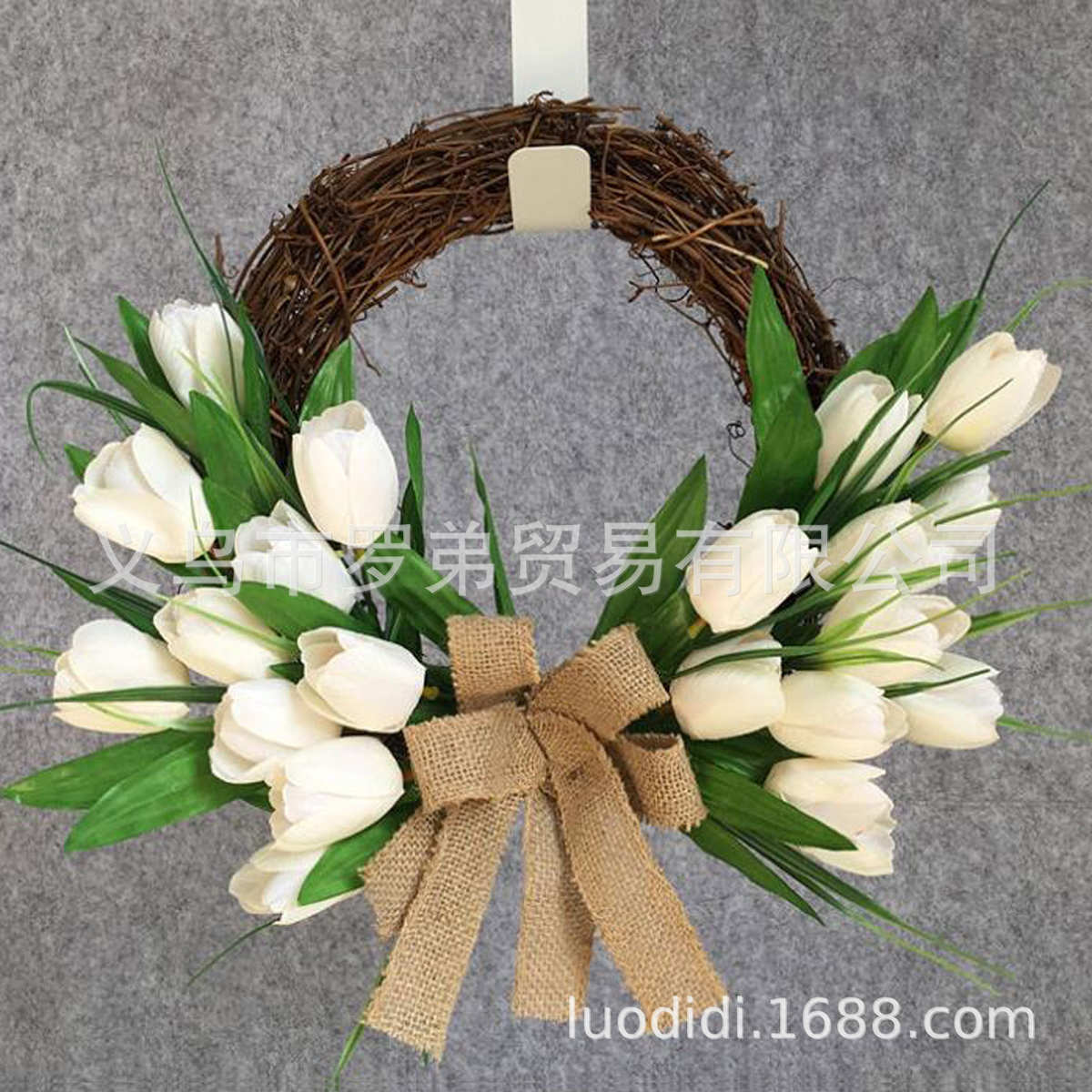 欧式绢花门上白色郁金香门楣花环壁饰挂饰家居婚礼橱窗装饰货
