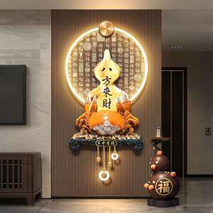 八方来财客厅格栅装饰挂件葫芦百福图电视背景挂画螃蟹玄关壁画灯