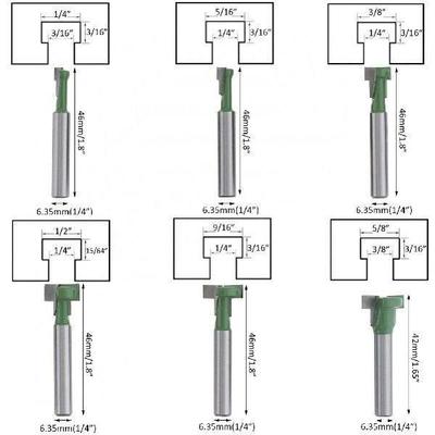 6pcs/set Tungsten Steel Keyhole Router Bits Set 1/4 Inch
