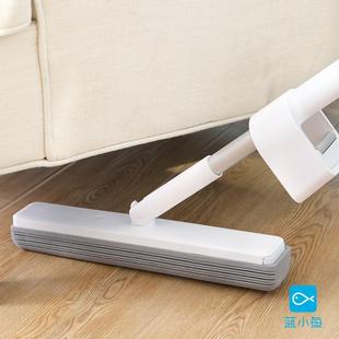 蓝鱼棉免手洗小海绵胶拖把铝杆479吸水立式 拖把挤头水滚轮懒人拖