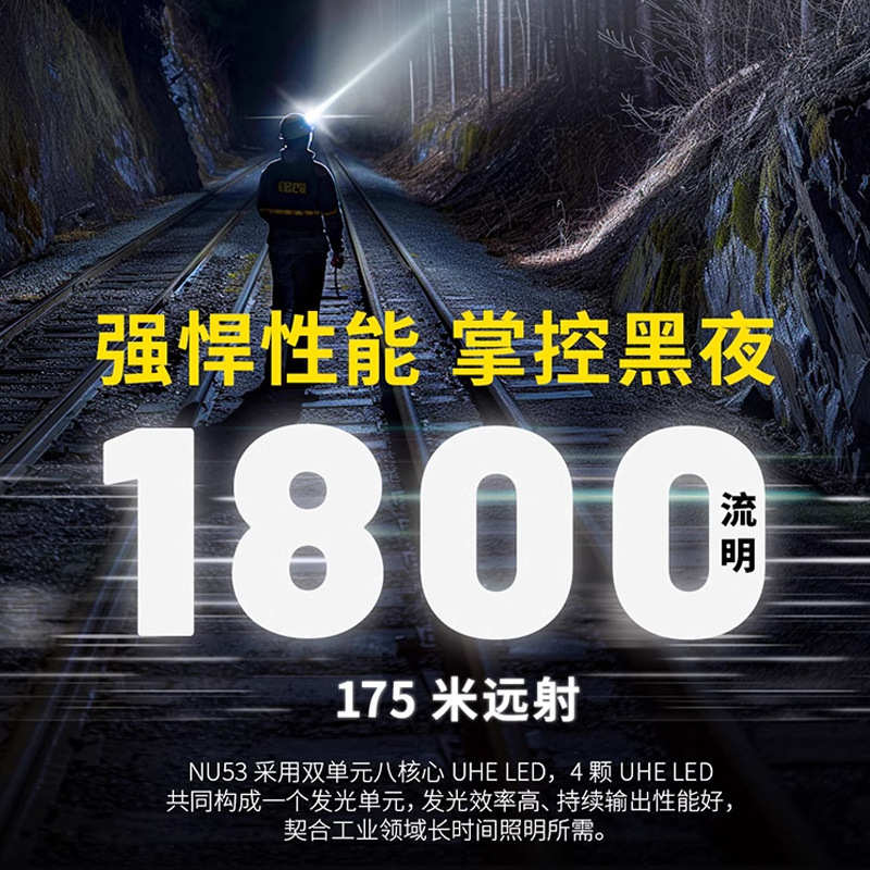 nitecore奈特科尔NU53头灯轻量化超轻工业户外徒步登山头戴照明灯