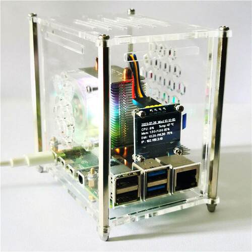 树莓派4B 立式冰塔CPU散热器 U型热管炫光RGB风扇 ICE Tower OLED