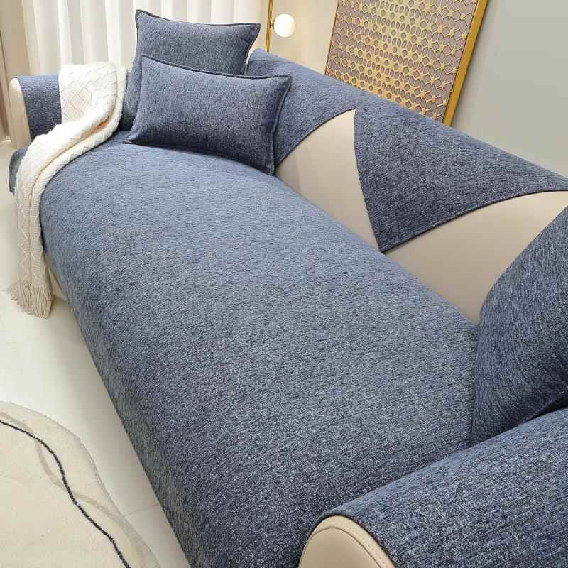 正品北欧轻奢发垫沙发盖布罩四季通防滑沙纯色雪尼用尔坐垫皮沙发