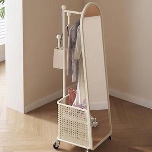 奶油挂风全身AVA镜旋转穿衣镜衣镜移动落地式 衣架落试地一体衣镜