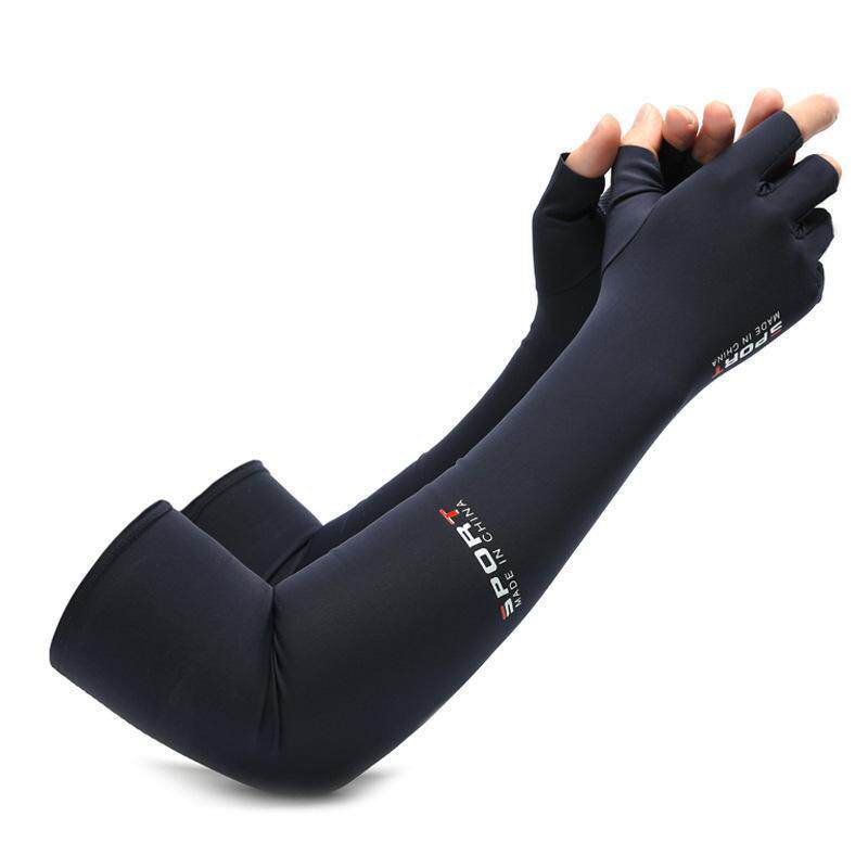 防晒冰丝袖套男夏季新款半指防滑防汗透气护手臂套袖防紫外线手套