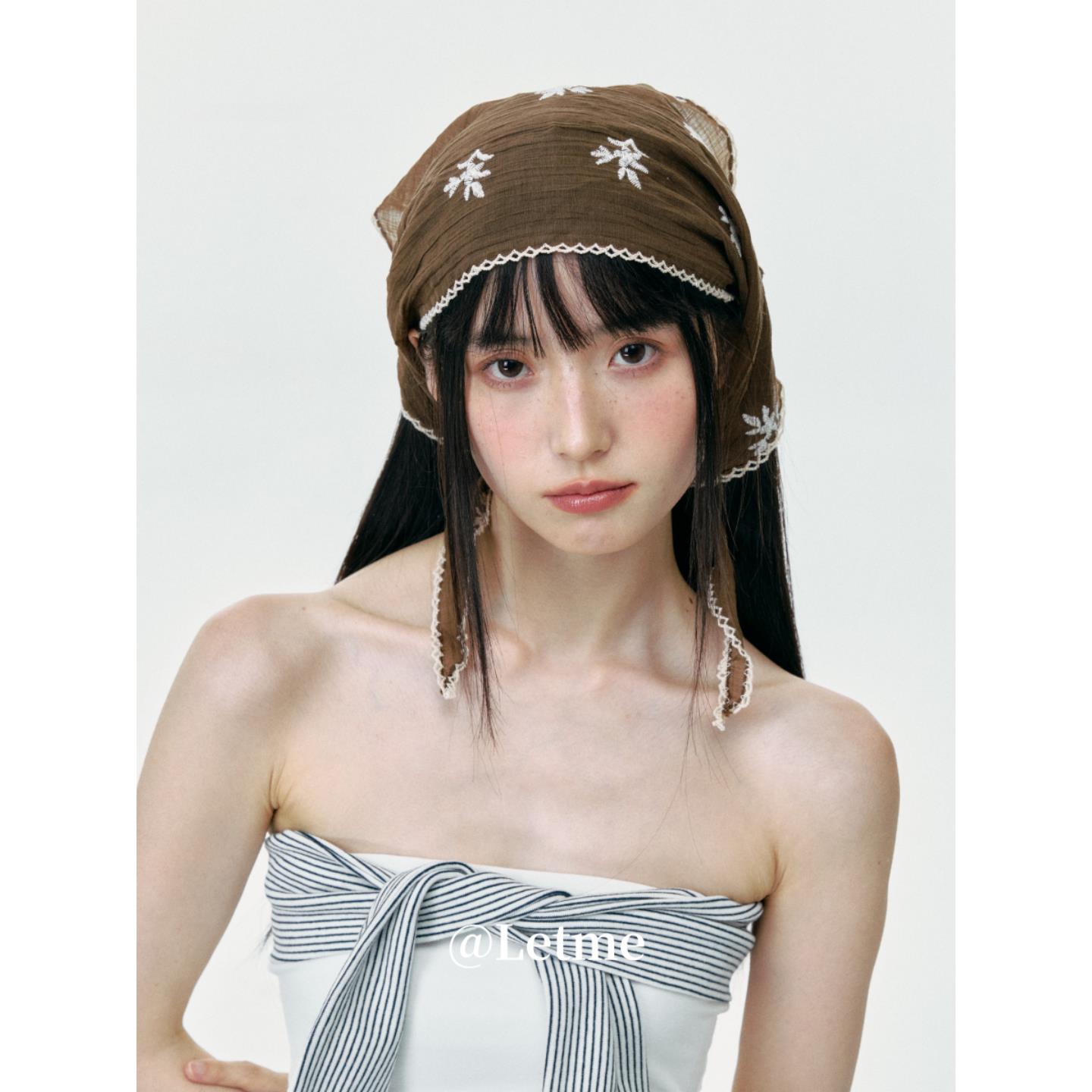 高级感透气三角巾女夏季韩版日系蕾丝薄款头巾披肩围脖多用丝巾潮