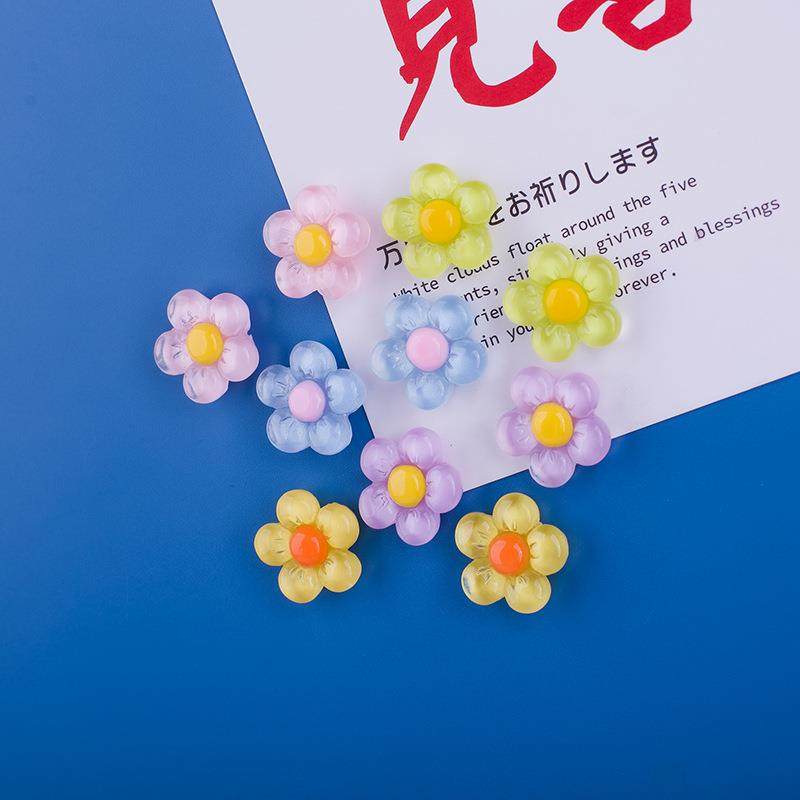 胖胖透明水晶彩色五瓣花冰箱贴磁贴花朵可爱迷你磁吸磁扣留言贴定