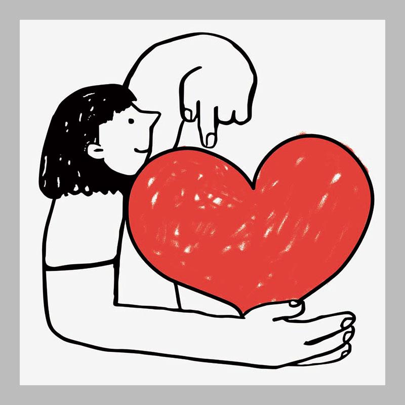 简约北欧卡通简笔画人物心形小清新儿童房装饰画贴画画芯自粘海报图片
