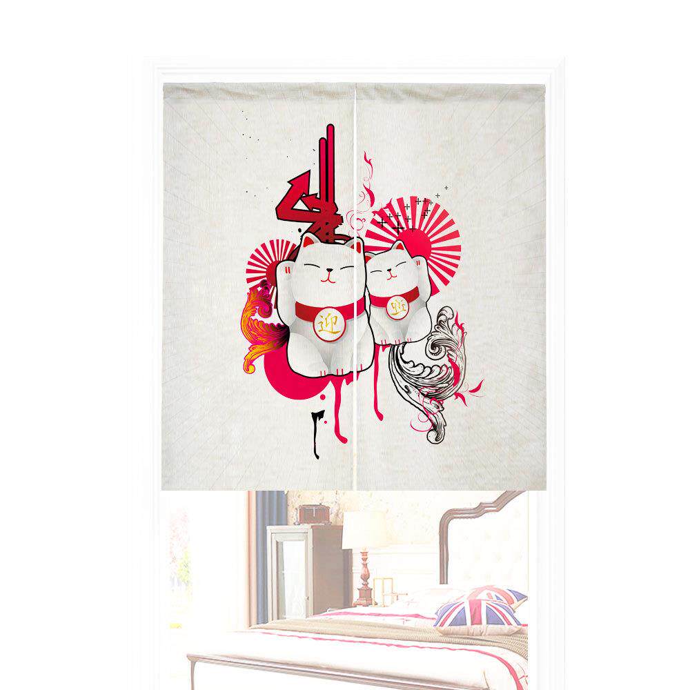 式房门帘麻招财猫门棉日帘xc-03半帘隔断卧室客厅门布帘装厨饰定