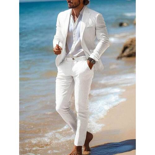 G 49004 Men's Linen Suit 士亚麻西服跨境速卖通外
