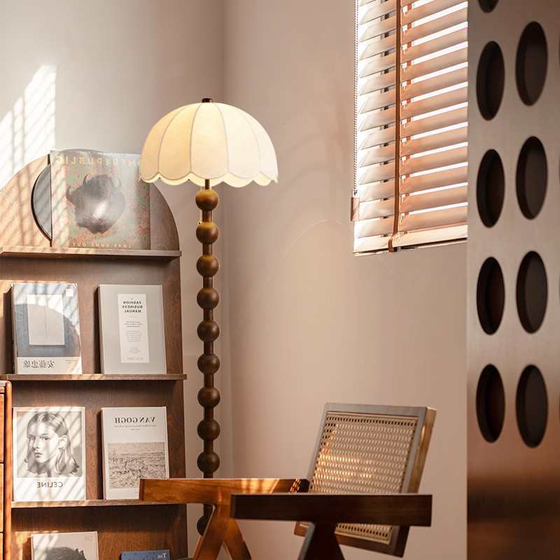 法式复古实木落地灯客厅沙发装饰氛围灯卧室护眼床头立式台灯