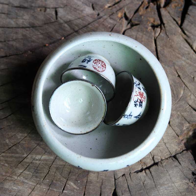 亦紫陶古陶茶具 古风兰亭序书法建水 功夫小茶台 壶承小茶洗粗陶