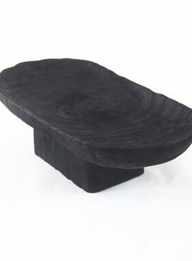 厂家销居售手工碳化黑木质工艺托盘家别墅店拍摄道具CJO装饰色摆