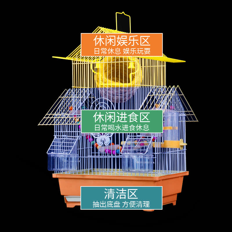 牡丹珍珠文鸟小型别墅虎皮鹦鹉鸟笼子金属屋顶观赏笼铁艺繁殖鸟笼