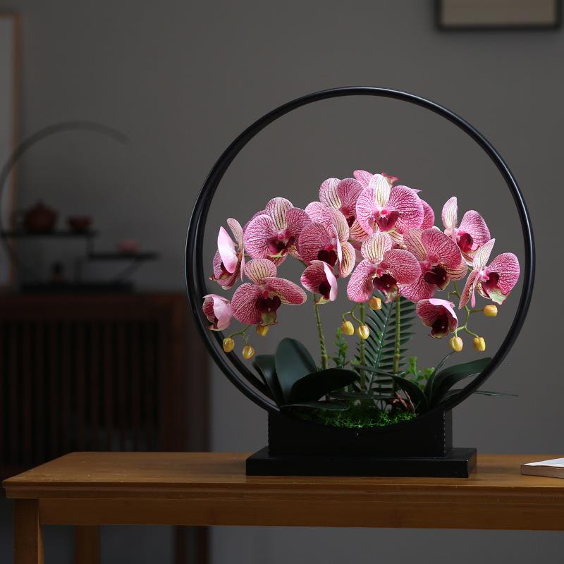 仿真花假花摆设客厅餐桌花摆花铁艺蝴蝶兰花盆栽轻奢高档花艺摆件