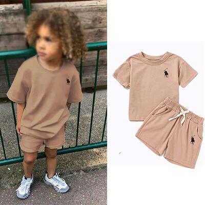 Summer Suits 0-6Y Boys Girls Printed T-shirts+Sport Shorts 2