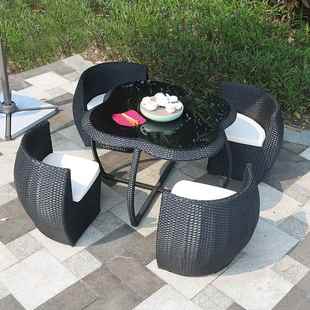 户外桌椅院庭室外藤编露花园防水晒铁艺岩板23 13餐天桌防组合