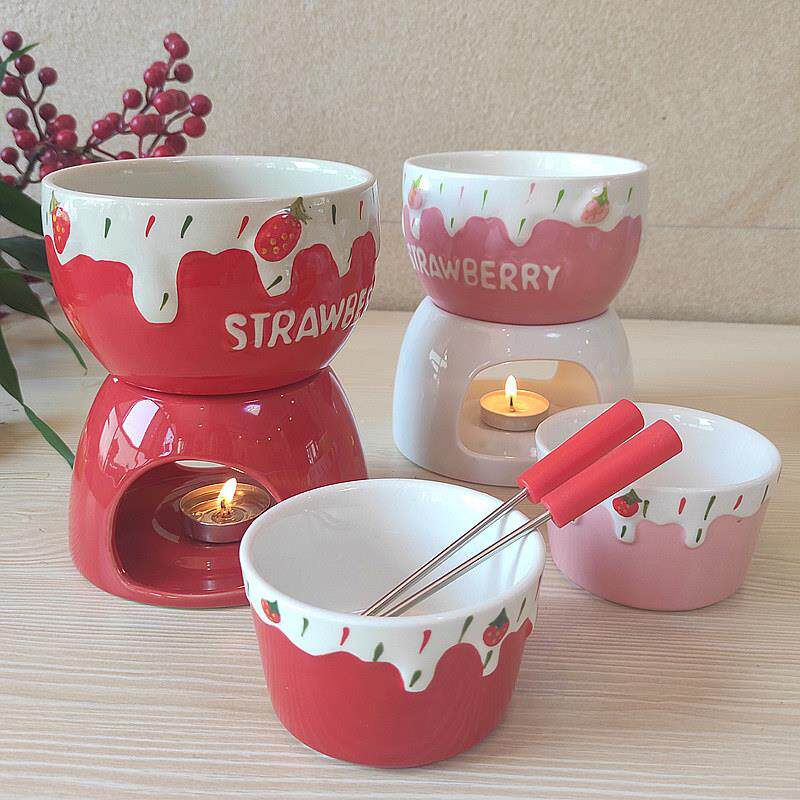 冰淇淋火锅炉套装陶瓷巧克力芝士融化炉子瑞士奶酪火锅大号甜品炉