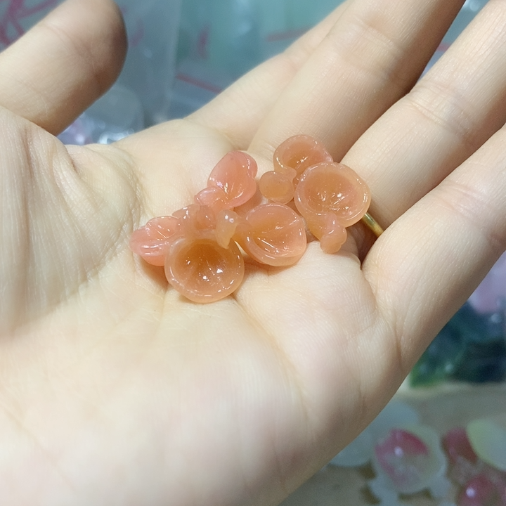 老料器花瓣发簪材料玛瑙色凌霄100片M-33