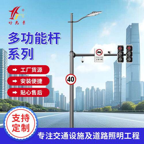 交通信号灯杆件道路红绿灯L型照明杆件双臂路灯杆件LED红绿灯厂