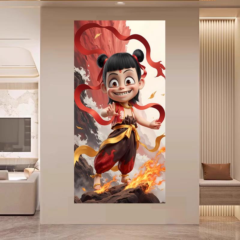 哪吒2魔童闹海周边贴画海报动画动漫新款入户门玄关装饰贴纸壁画