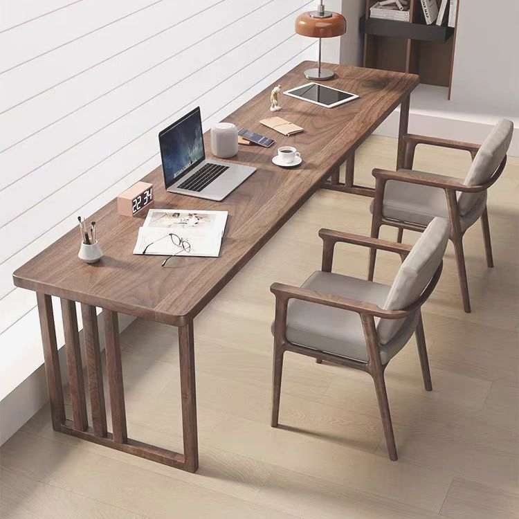 简约全实木书桌长条学习桌意式极简风办公电脑桌客厅家用电脑桌