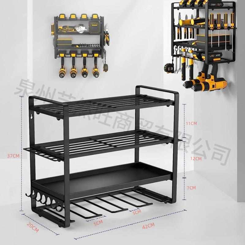 壁挂式墙面铁艺工具架四层杂物三层置物悬挂挂放吸壁式电动工具收