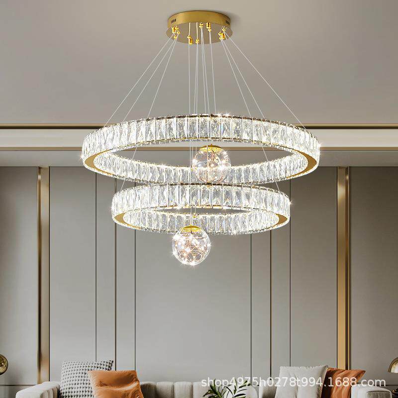 现代简约别墅挑空客厅吊灯复式楼中空大吊灯loft公寓轻奢水晶灯具