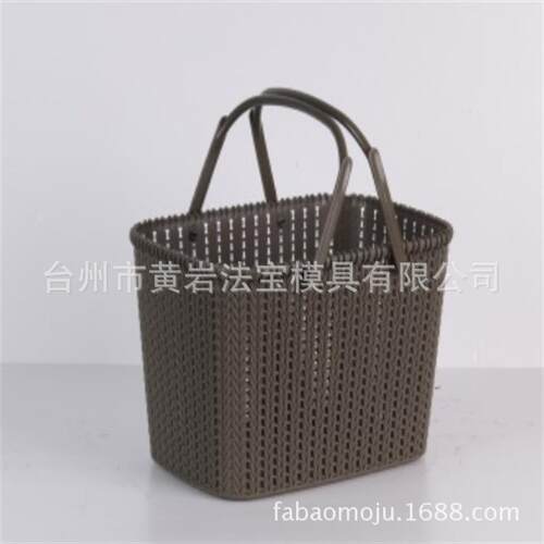 棕色藤条手提篮购物篮蓝子加厚篮子买菜购物筐塑料框子塑料模具