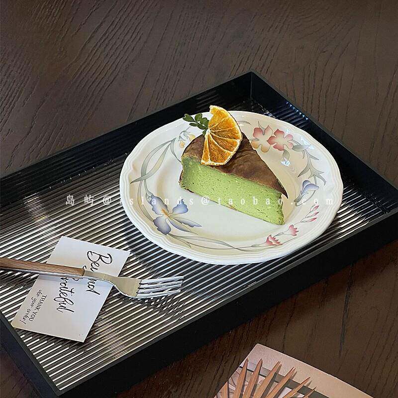 高颜值vintage陶瓷花卉甜品碟子中古漂亮浮雕小清新蛋糕碟甜点碟