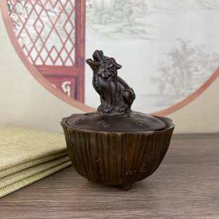 农村收来莲子朝天孔炉旧货合金铜莲花香薰古董老货铜器铜印章摆件