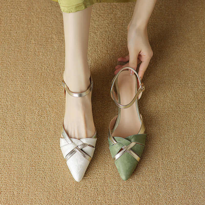 2024新款法式包头凉鞋女夏季平底小码3233低跟尖头女鞋大码41—43,女鞋,时装凉鞋,淘宝优惠券,粉丝福利购,淘宝优惠卷