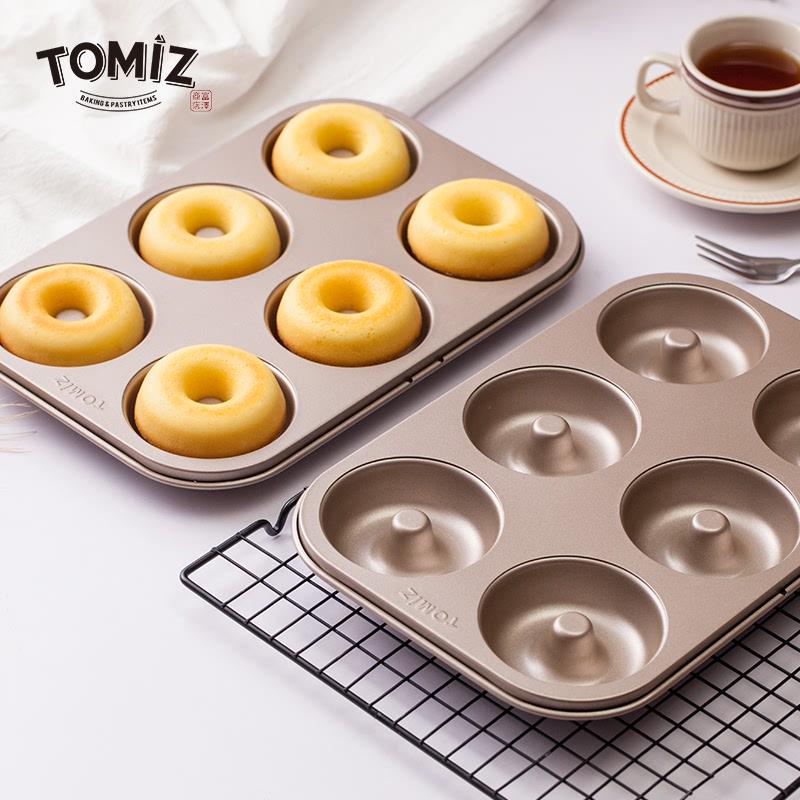 TOMIZ富泽商店烘焙器具6连甜甜圈模模具烤箱家用小蛋糕烘焙卡通
