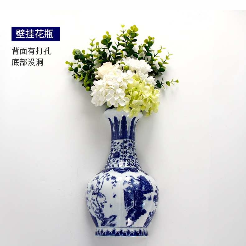 墙上花瓶陶瓷壁饰壁挂插花陶瓷器青花瓷家居客厅墙面装饰品摆件猫
