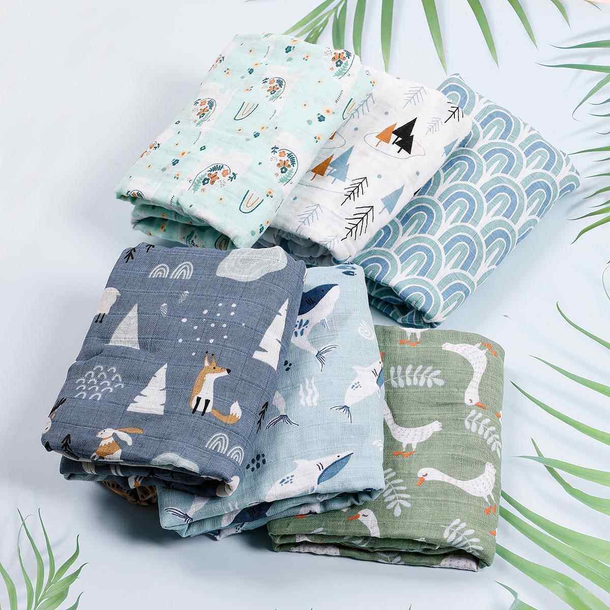 新生婴儿抱被muslin 纯棉纱布浴巾襁褓包巾baby blanket