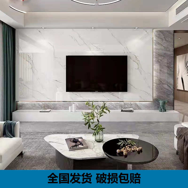 佛背景墙电视客厅墙大理石简约电视板瓷砖沙发悬空微板岩山岩晶石