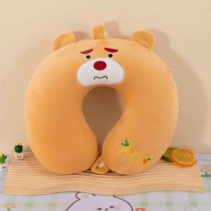 卡通草莓熊u型枕头颈枕可拆洗二合一办公室午睡神器趴枕礼品公仔