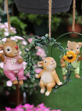 户外庭院花园装饰工艺品小兔子动物挂件创意树脂彷真卡通雕塑摆件