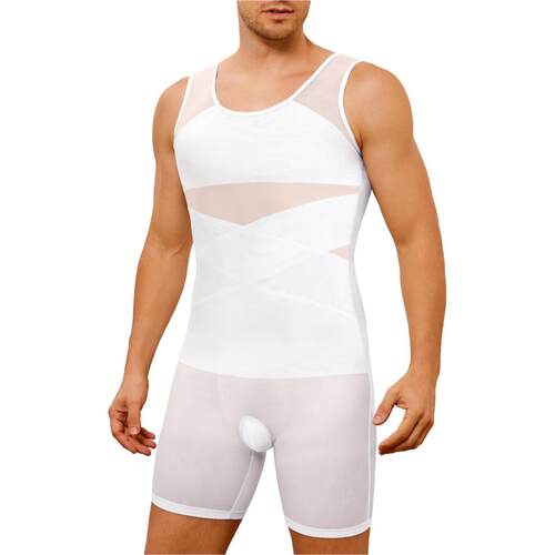 Men's Shapewear Bodysuit, Breathable Mesh Fabric, Four-Panel